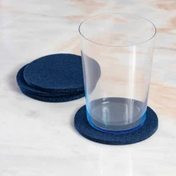 Round Felt Coaster, Set of 4, Marine