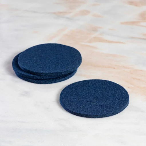 Round Felt Coaster, Set of 4, Marine
