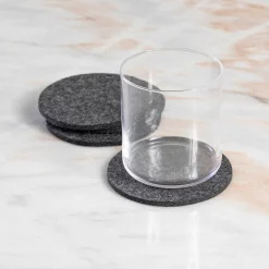 Round Felt Coaster, Set of 4, Charcoal