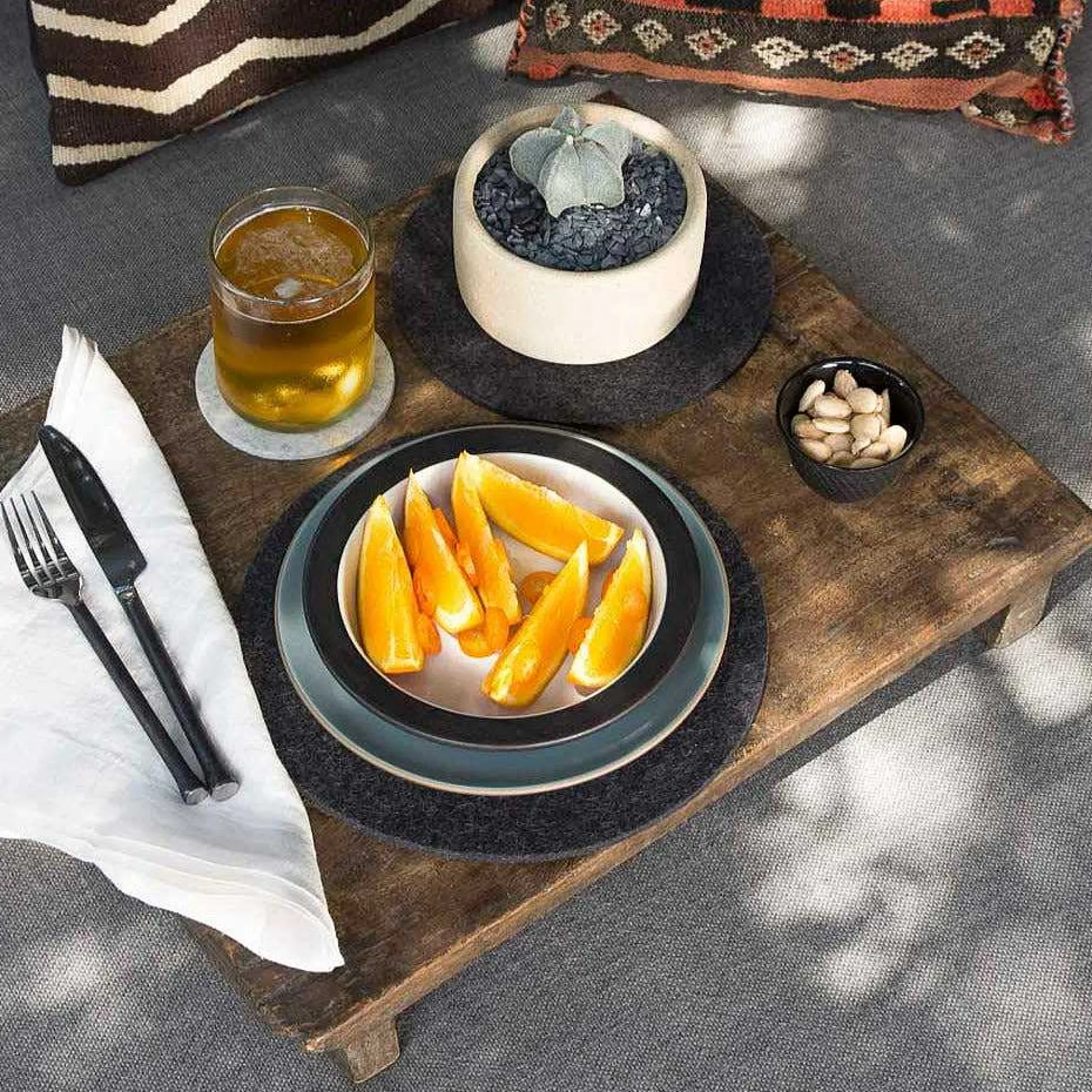 Round Felt Trivet, Charcoal