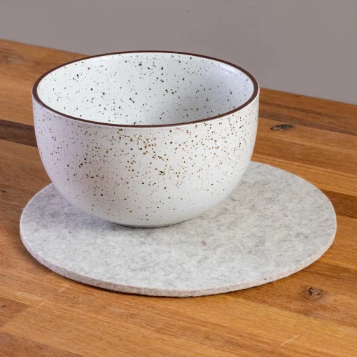 Round Felt Trivet, Heather White