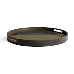 Round Glass Angle Tray, Slate, Small