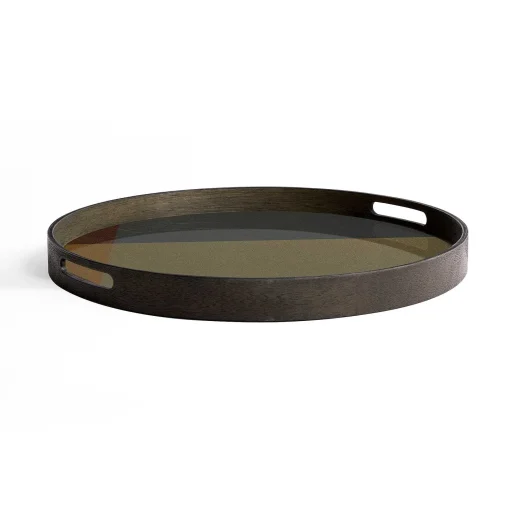 Round Glass Angle Tray, Slate, Small