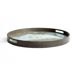 Round Glass Organic Tray, Mist Gold