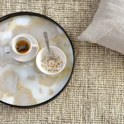 Round Glass Organic Tray, Mist Gold