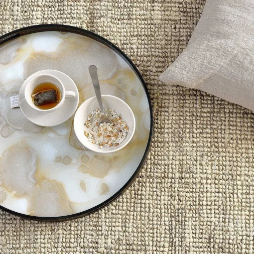 Round Glass Organic Tray, Mist Gold