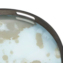 Round Glass Organic Tray, Mist Gold