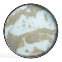 Round Glass Organic Tray, Mist Gold