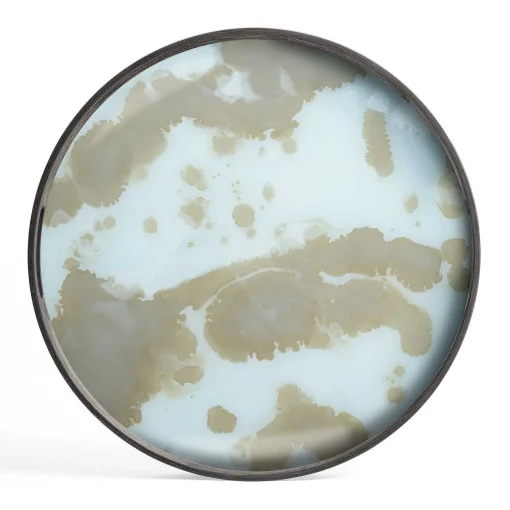 Round Glass Organic Tray, Mist Gold
