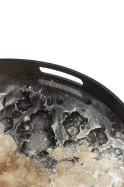 Round Glass Organic Tray, Black