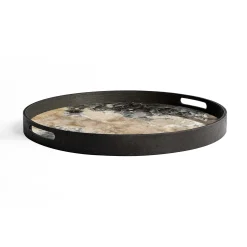 Round Glass Organic Tray, Black
