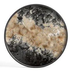 Round Glass Organic Tray, Black