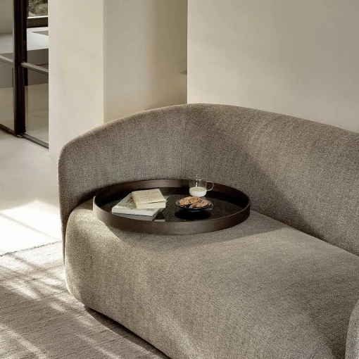 Round Glass Organic Tray, Graphite
