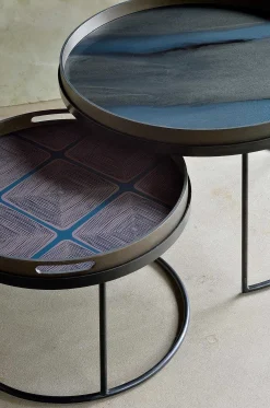 Round Glass Organic Tray, Graphite