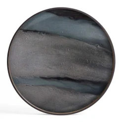 Round Glass Organic Tray, Graphite