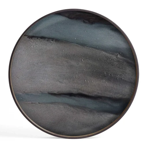 Round Glass Organic Tray, Graphite