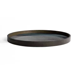 Round Glass Organic Tray, Graphite