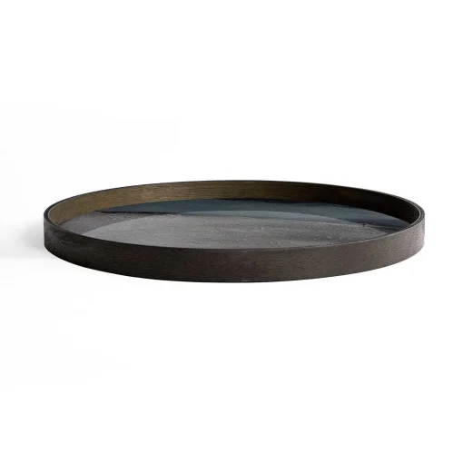 Round Glass Organic Tray, Graphite