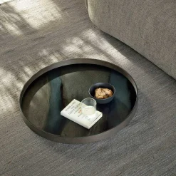 Round Glass Organic Tray, Graphite
