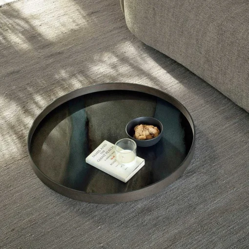 Round Glass Organic Tray, Graphite