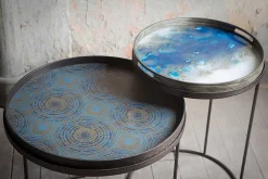 Round Glass Organic Tray, Blue Mist