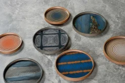 Round Glass Organic Valet Tray, Slate
