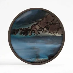 Round Glass Organic Valet Tray, Slate