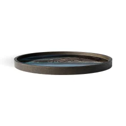 Round Glass Organic Valet Tray, Slate
