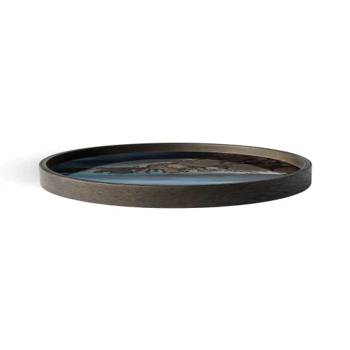 Round Glass Organic Valet Tray, Slate