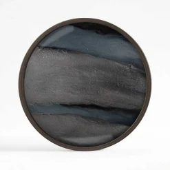 Round Glass Organic Valet Tray, Graphite
