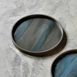 Round Glass Organic Valet Tray, Graphite