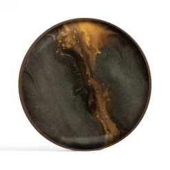 Round Glass Organic Valet Tray, Bronze