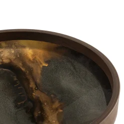 Round Glass Organic Valet Tray, Bronze