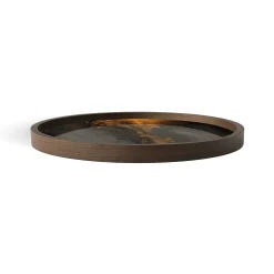 Round Glass Organic Valet Tray, Bronze