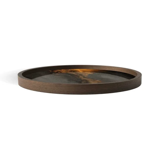 Round Glass Organic Valet Tray, Bronze