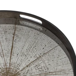 Round Light Aged Slice Mirror Tray, Small