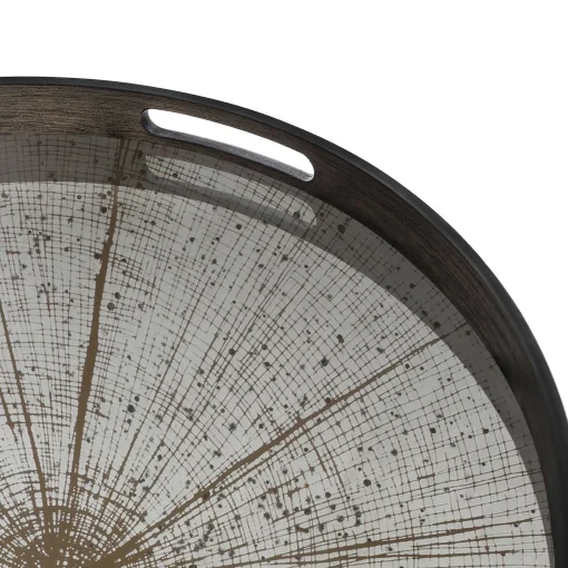 Round Light Aged Slice Mirror Tray, Small
