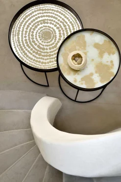 Round Mirror Beads Tray, Gold
