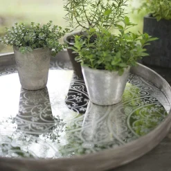 Round Mirror Tray, Moroccan Frost