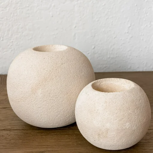 Round Sandstone Tea-light Holder, Large^Be Home Sale