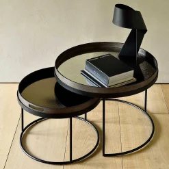 Round Tray Coffee Table Set, L & XL (Trays Not Included)