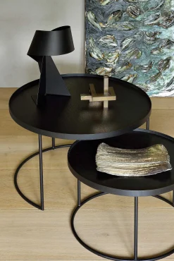 Round Tray Coffee Table Set, L & XL (Trays Not Included)