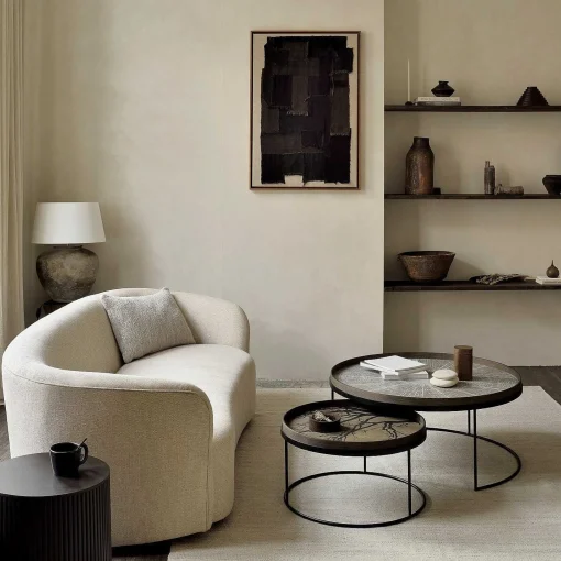 Round Tray Coffee Table Set, L & XL (Trays Not Included)