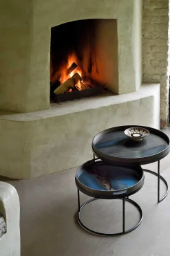 Round Tray Coffee Table Set, S & L (Trays Not Included)