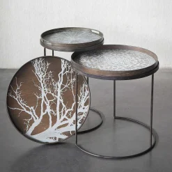 Round Tray Side Tables, Set of 2 (Trays Not Included)