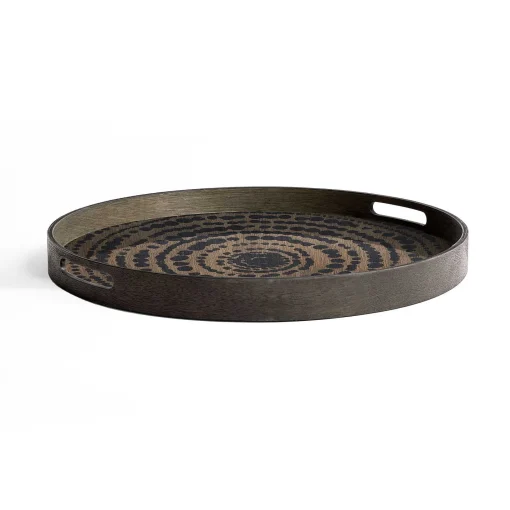Round Wood Beads Tray, Black