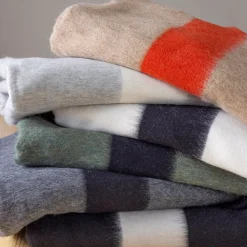 Siempre Blanket, Black with Ivory Stripe^Be Home Fashion
