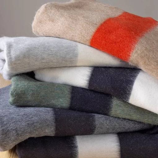 Siempre Blanket, Black with Ivory Stripe^Be Home Fashion