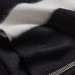 Siempre Blanket, Black with Ivory Stripe^Be Home Fashion