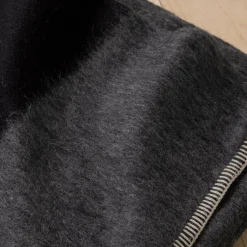 Siempre Blanket, Charcoal with Black Stripe^Be Home Discount